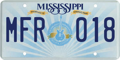 MS license plate MFR018