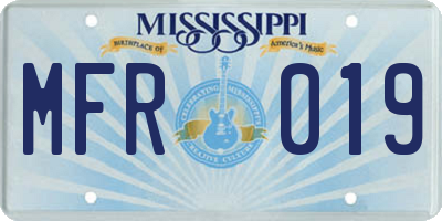 MS license plate MFR019