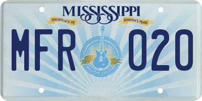 MS license plate MFR020