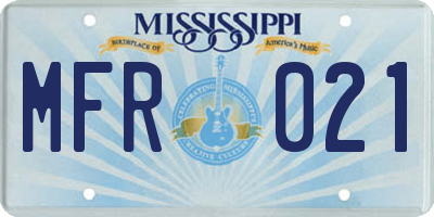 MS license plate MFR021