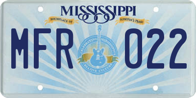 MS license plate MFR022