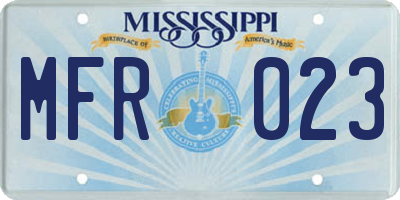 MS license plate MFR023