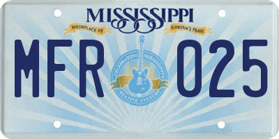 MS license plate MFR025