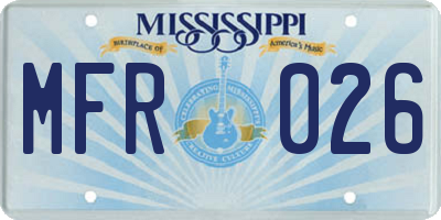 MS license plate MFR026