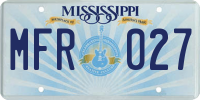 MS license plate MFR027