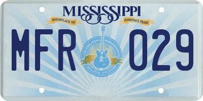 MS license plate MFR029