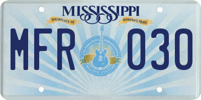 MS license plate MFR030