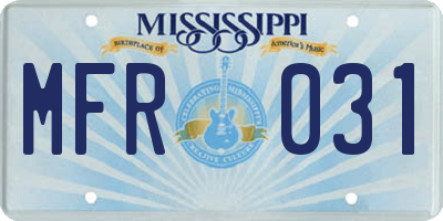 MS license plate MFR031
