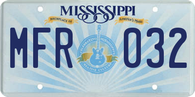MS license plate MFR032