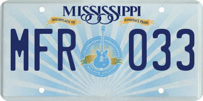 MS license plate MFR033