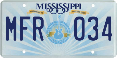 MS license plate MFR034