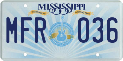 MS license plate MFR036