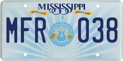 MS license plate MFR038