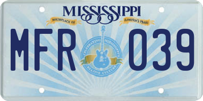 MS license plate MFR039