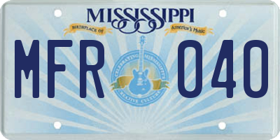 MS license plate MFR040