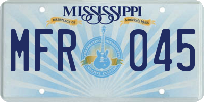 MS license plate MFR045