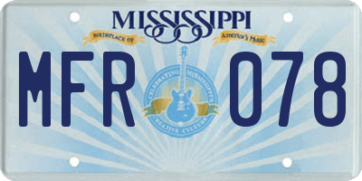 MS license plate MFR078
