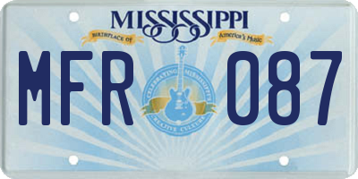 MS license plate MFR087
