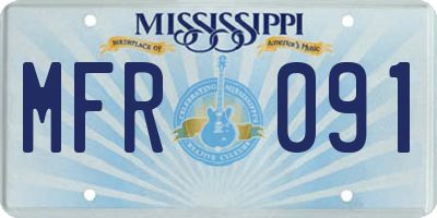 MS license plate MFR091
