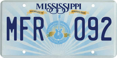 MS license plate MFR092