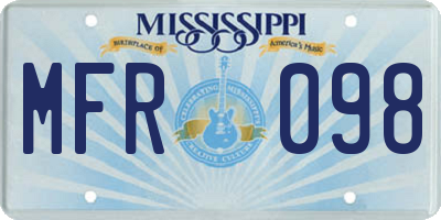 MS license plate MFR098