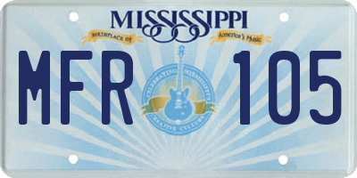 MS license plate MFR105