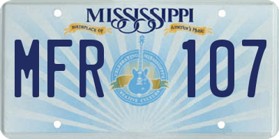 MS license plate MFR107