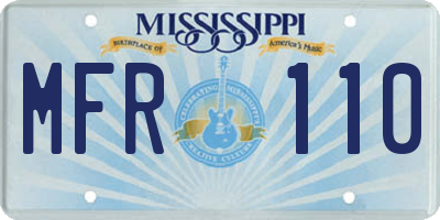 MS license plate MFR110