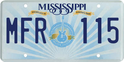 MS license plate MFR115