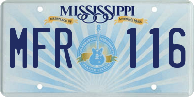 MS license plate MFR116