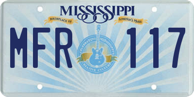 MS license plate MFR117