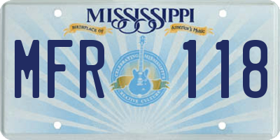MS license plate MFR118