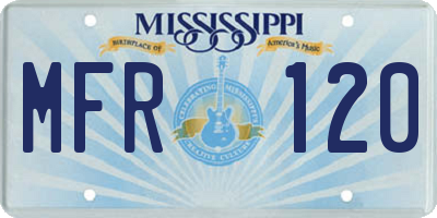 MS license plate MFR120