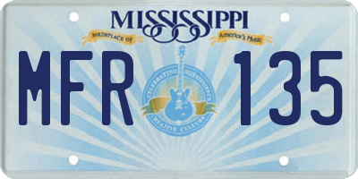 MS license plate MFR135