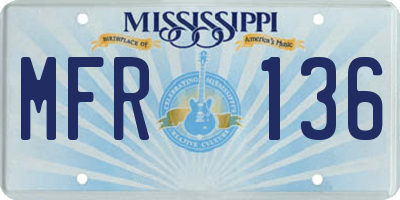 MS license plate MFR136
