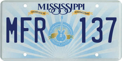MS license plate MFR137