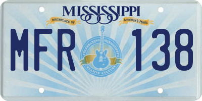 MS license plate MFR138