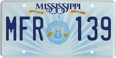 MS license plate MFR139