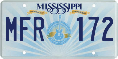 MS license plate MFR172