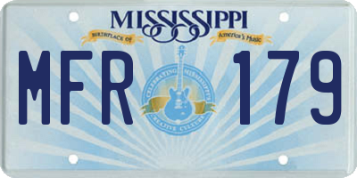 MS license plate MFR179