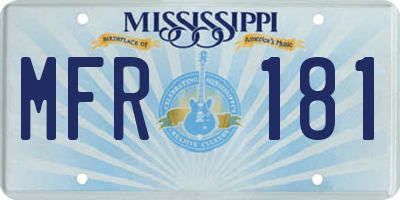 MS license plate MFR181