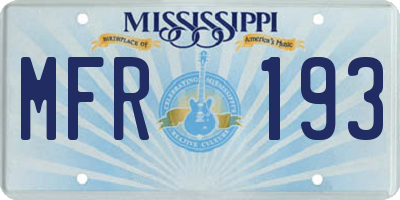 MS license plate MFR193