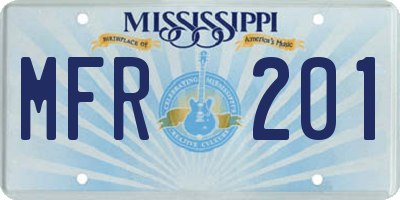 MS license plate MFR201