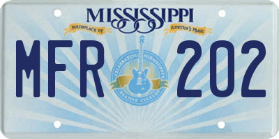 MS license plate MFR202