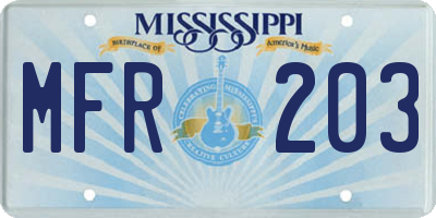 MS license plate MFR203
