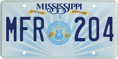 MS license plate MFR204