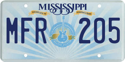 MS license plate MFR205