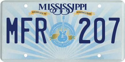 MS license plate MFR207