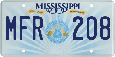 MS license plate MFR208