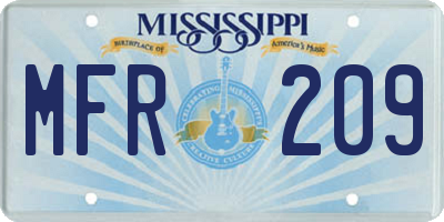 MS license plate MFR209